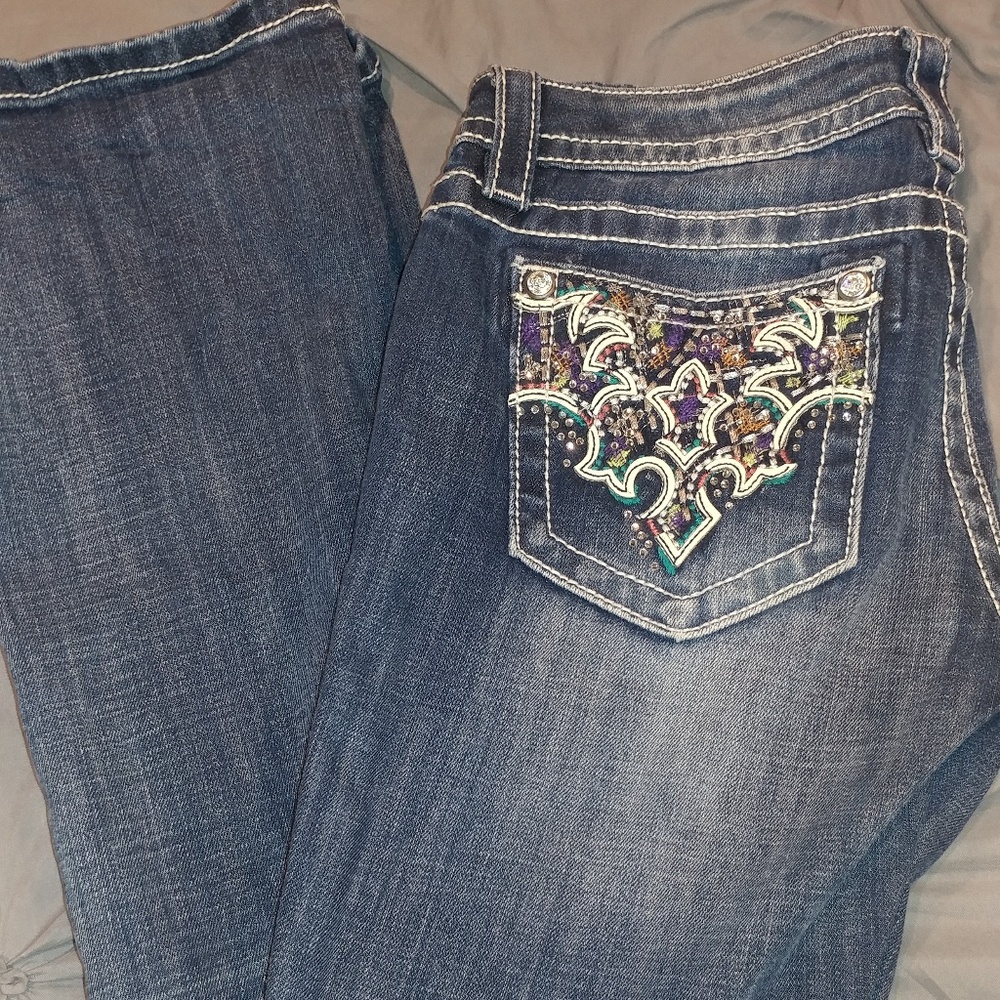 Women's Miss Me's Size 28 Colorful Pockets